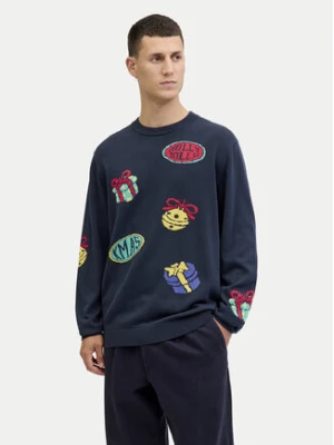 Jack & Jones Sweter Holiday 12287994 Granatowy Relaxed Fit