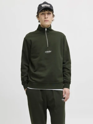 Jack & Jones Sweter - JJEsoho Mężczyźni Bawełna zielony jednolity,