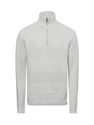 Jack & Jones Sweter - JJHugo Mężczyźni Sztuczne włókno beżowy|szary wypukły wzór tkaniny,