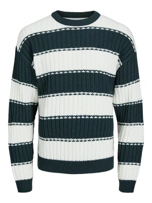 Jack & Jones Sweter "Luca" w kolorze morsko-białym rozmiar: M