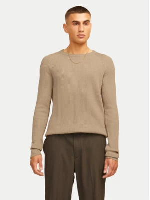 Jack&Jones Sweter Pannel 12258471 Beżowy Regular Fit