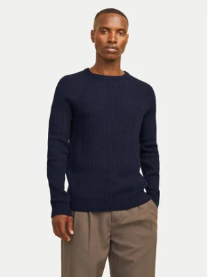 Jack & Jones Sweter Pannel 12258471 Granatowy Regular Fit