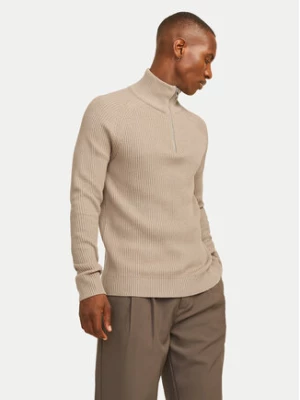 Jack&Jones Sweter Pannel 12258473 Beżowy Regular Fit