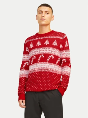 Jack&Jones Sweter Xmas Gabriel 12266118 Czerwony Regular Fit