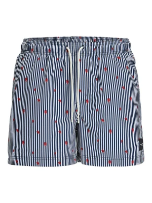 Jack & Jones Szorty kąpielowe "Maui" w kolorze granatowo-białym rozmiar: L