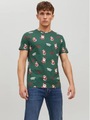 Jack&Jones T-Shirt Christmas 12221442 Zielony Regular Fit