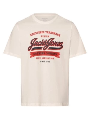 Jack & Jones T-shirt męski Mężczyźni Bawełna beżowy jednolity,