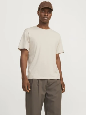 Jack & Jones T-shirt męski Mężczyźni Bawełna brązowy jednolity,