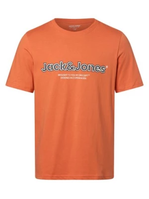 Jack & Jones T-shirt męski Mężczyźni Bawełna pomarańczowy nadruk,