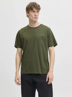 Jack & Jones T-shirt męski Mężczyźni Bawełna zielony jednolity,