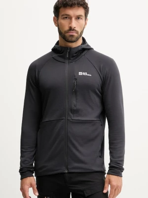 Jack Wolfskin bluza KOLBENBERG męska kolor czarny z kapturem gładka A63966