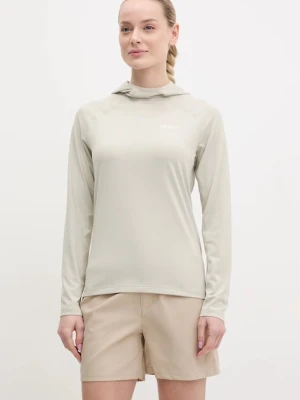 Jack Wolfskin bluza outdoorowa Prelight Swift damska kolor beżowy z kapturem gładka A63802