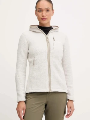 Jack Wolfskin bluza polarowa CRADLE MOUNTAIN PILE damska kolor beżowy z kapturem gładka A65442