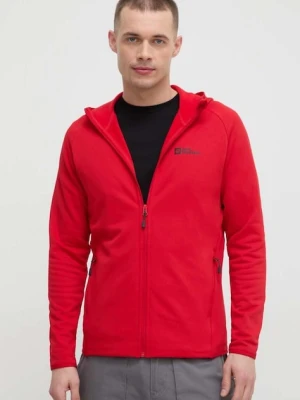 Jack Wolfskin bluza sportowa Baiselberg kolor czerwony z kapturem gładka 1710541