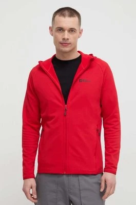 Jack Wolfskin bluza sportowa Baiselberg kolor czerwony z kapturem gładka 1710541