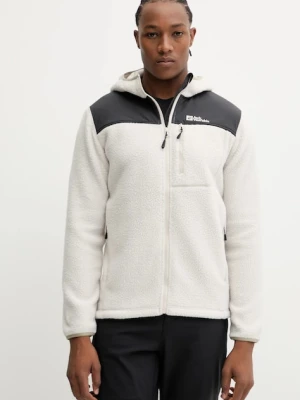 Jack Wolfskin bluza sportowa KAMMWEG PILE męska kolor beżowy z kapturem gładka 1711271