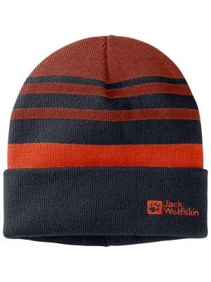 Jack Wolfskin Czapka beanie "Stripy" w kolorze granatowo-czerwonym rozmiar: M