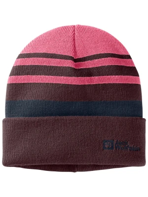 Jack Wolfskin Czapka beanie "Stripy" w kolorze czerwono-różowym rozmiar: M