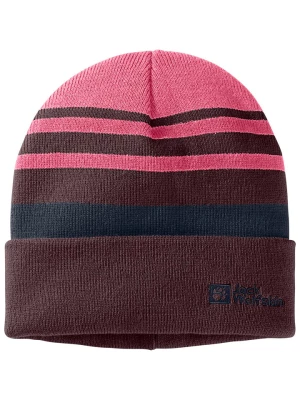 Jack Wolfskin Czapka beanie "Stripy" w kolorze różowo-czerwonym rozmiar: S