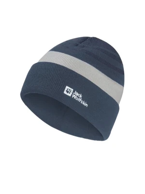 Jack Wolfskin Czapka beanie "Stripy" w kolorze szaro-granatowym rozmiar: S