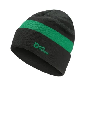 Jack Wolfskin Czapka beanie "Stripy" w kolorze zielono-czarnym rozmiar: M