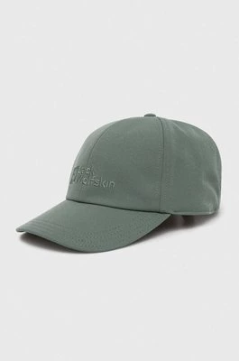 Jack Wolfskin czapka z daszkiem kolor zielony z aplikacją
