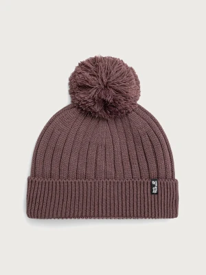Jack Wolfskin czapka z pomponem z wełną fioletowy