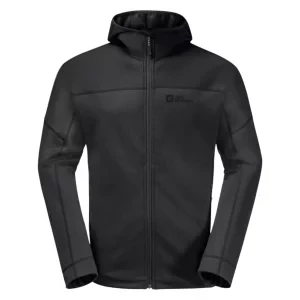 Jack Wolfskin Hirschberg Hooded FZ M 1710881-6000, Męskie, Czarne, polary, poliester, rozmiar: 3XL