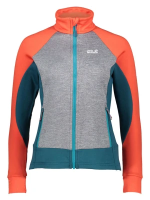 Jack Wolfskin Kurtka polarowa "Sky Peak" w kolorze pomarańczowo-turkusowo-szarym rozmiar: L