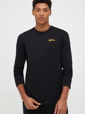 Jack Wolfskin longsleeve bawełniany Essential Essential kolor czarny gładki 1808821