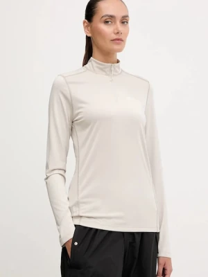 Jack Wolfskin longsleeve sportowy Sky Thermal kolor beżowy z półgolfem