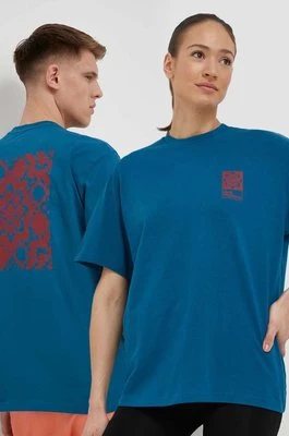 Jack Wolfskin t-shirt bawełniany 10 kolor niebieski z nadrukiem