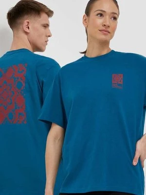 Jack Wolfskin t-shirt bawełniany 10 kolor niebieski z nadrukiem