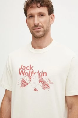 Jack Wolfskin t-shirt bawełniany Bergblick męski kolor beżowy z nadrukiem A60070