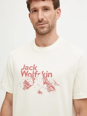 Jack Wolfskin t-shirt bawełniany Bergblick męski kolor beżowy z nadrukiem A60070