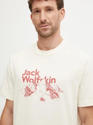 Jack Wolfskin t-shirt bawełniany Bergblick męski kolor beżowy z nadrukiem A60070