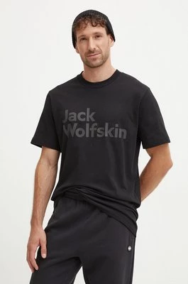 Jack Wolfskin t-shirt bawełniany Brand męski kolor czarny z nadrukiem 1809591