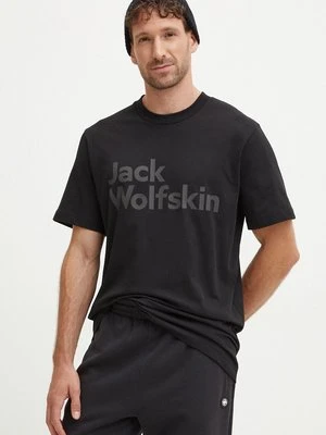 Jack Wolfskin t-shirt bawełniany Brand męski kolor czarny z nadrukiem 1809591