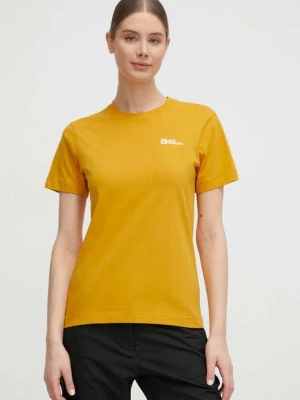 Jack Wolfskin t-shirt bawełniany Essential damski kolor żółty 1808352