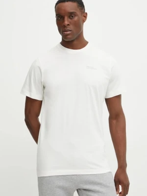 Jack Wolfskin t-shirt bawełniany Essential kolor beżowy gładki 1808382
