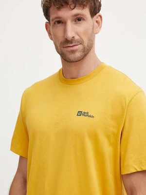 Jack Wolfskin t-shirt bawełniany Essential kolor żółty gładki 1808382