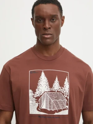 Jack Wolfskin t-shirt Freeroamer męski kolor brązowy z nadrukiem A63860