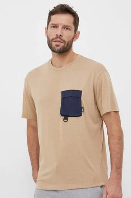 Jack Wolfskin t-shirt męski kolor beżowy gładki