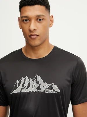 Jack Wolfskin t-shirt sportowy Peak Graphic męski kolor czarny wzorzysty A63269