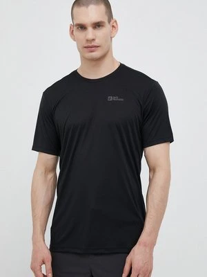 Jack Wolfskin t-shirt sportowy Tech kolor czarny gładki 1807072