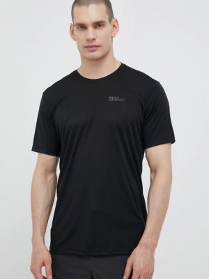 Jack Wolfskin t-shirt sportowy Tech kolor czarny gładki 1807072