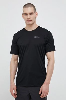 Jack Wolfskin t-shirt sportowy Tech kolor czarny gładki 1807072