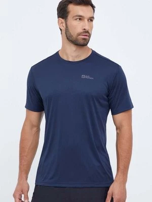 Jack Wolfskin t-shirt sportowy Tech kolor granatowy gładki 1807072