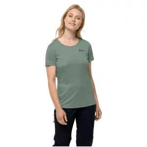 Jack Wolfskin Tech Tee W 1807122-4151, Damskie, Zielone, t-shirty, poliester, rozmiar: S