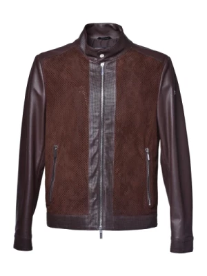 Jacket in dark brown nappa and suede Baldinini